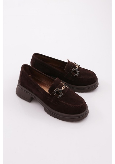 Dgn 5587 Kadın Loafer Ayakkabı Kahve Süet