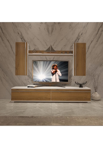 Decoraktiv Eko 7 Mdf Std Tv Ünitesi Tv Sehpası - Beyaz Pera Beyaz - Meşe