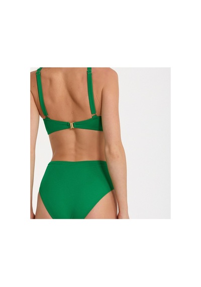 Argento Kadın Yeşil Düz Renk Yüksek Bel İnce Kaplı Yüksek Bel Bikini Takımı Yeşil