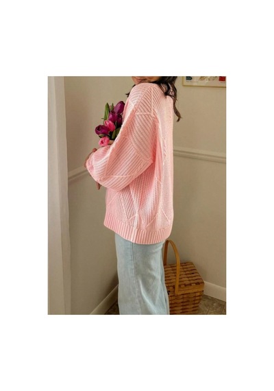 Sayzen Your Shine Selanik Örgülü Oversize Bisiklet Yaka Oversize Kadın Kazak Pembe Sayzen Your Shine Selanik Örgülü Oversize Bisiklet Yaka Oversize Kadın Kazak Pembe