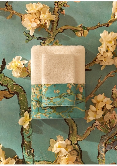 Bella Maison %100 Pamuk Van Gogh Almond Blossom Yüz Havlusu Turkuaz 50x90 Cm Turkuaz