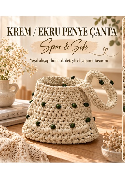 Ekru / Krem Renkli Penye Çanta