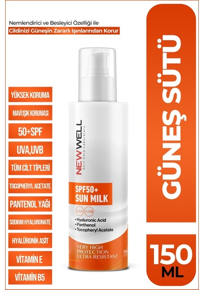 New Well Yüksek Koruyucu Güneş Sütü SPF50+ 150 ML