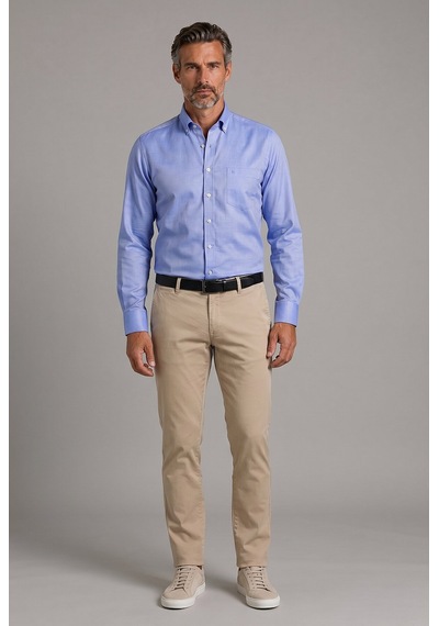 Bisse Mavi Regular Fit Uzun Paşa Yaka Gömlek Gmkls252178 D35