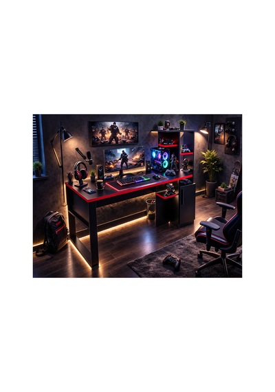 Rexon Oyuncu Masası Gaming Bilgisayar Masası Geniş Çalışma Alanlı Modern Pc Masası Siyah - Kırmızı Rexon Oyuncu Masası Gaming Bilgisayar Masası Geniş Çalışma Alanlı Modern Pc Masası Siyah - Kırmızı