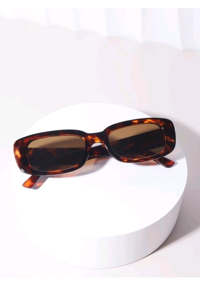 Dikdortgen Çerçeve Vintage Moda Kadınlar Için Güneş Gözlüğü Leopar