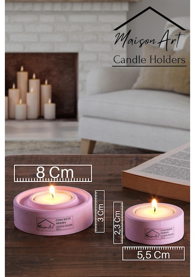 Holder | 4'Lü Set Mumluk | Tea Light Mumluk Seti | Pembe-Mavi