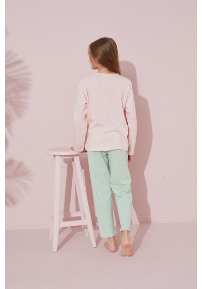 Siyah İnci Pamuklu Örme Pijama Takım 24241082 Pembe
