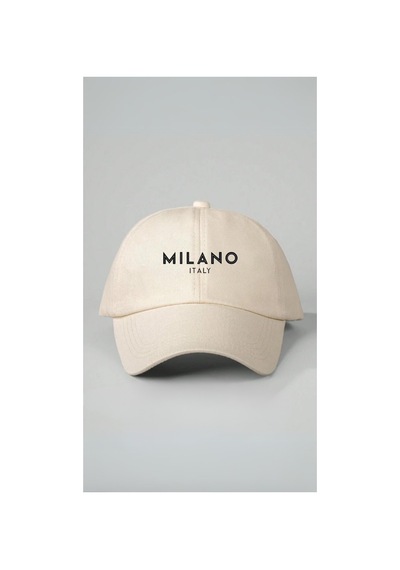 Caxis Milano İtaly Baskılı Spor Şapka Unisex 56-60 Cm Ölçülere Kadar Ayarlanabilir Çırtlı Krem
