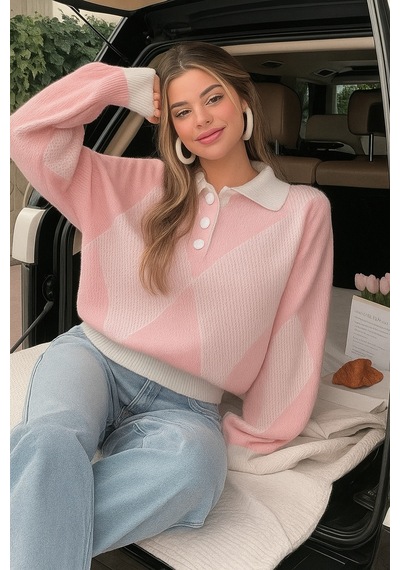 Flex Fashıon Kadın Polo Yaka Trend Oversize Popüler Triko Kazak Pembe Pembe - 744392241 Pembe - 744392241 Pembe Flex Fashıon Kadın Polo Yaka Trend Oversize Popüler Triko Kazak Pembe Pembe - 744392241 Pembe - 744392241 Pembe
