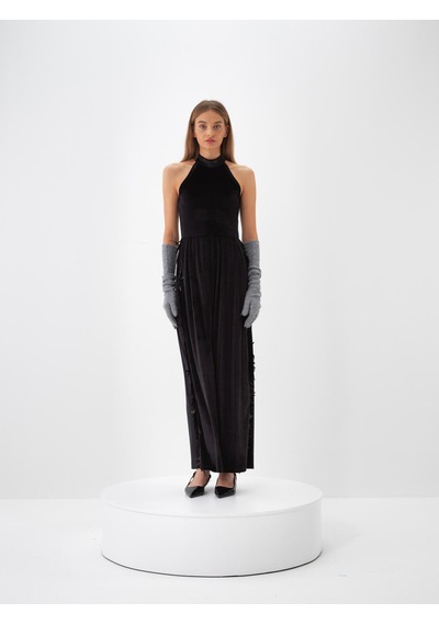 Xint Siyah Oversize Kadife Elbise 286223