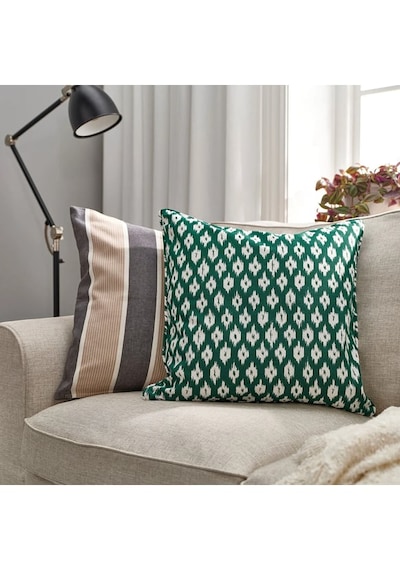 Ikea Skånefıbbla Yeşil-beyaz 50x50 Cm Kırlent Kılıfı Yeşil-Beyaz