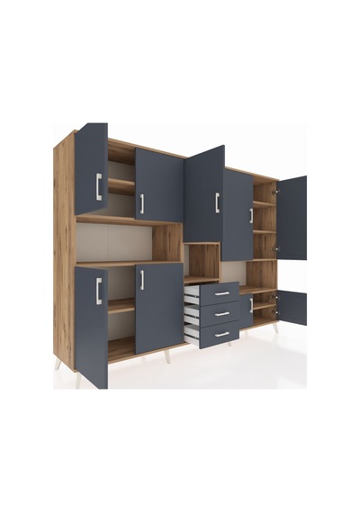 Hyperion Dolap 13 Raflı 3 Çekmeceli 9 Kapaklı 220x44x163 Çam-antrasit Antrasit - Atlas Çam Hyperion Dolap 13 Raflı 3 Çekmeceli 9 Kapaklı 220x44x163 Çam-antrasit Antrasit - Atlas Çam