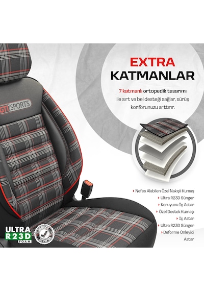 Otom Gti Sports Design Ekstra Destekli Oto Koltuk Kılıfı 553166328