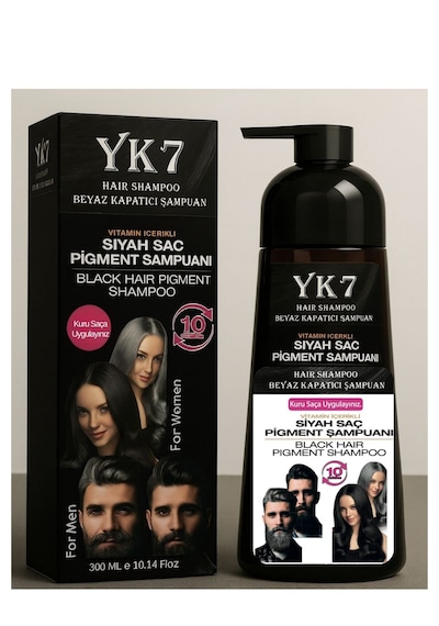 Yk7 Kozmetik Beyaz Kapatıcı Siyah Şampuan 300 ML