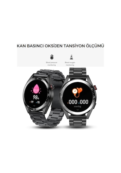 Spor Klasik Siyah Arama Yapan Erkek Akıllı Saat Android&ios Huawei Iphone Uyumlu Kol Saati