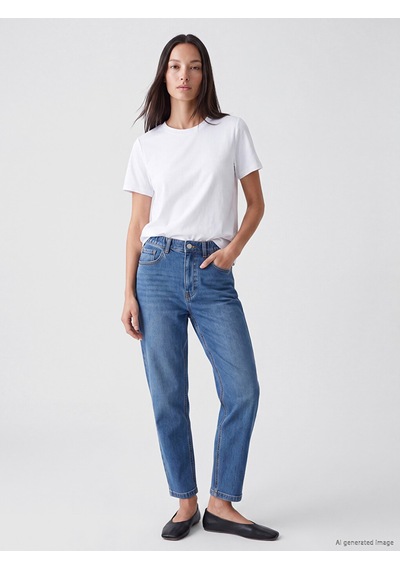 Lcwaıkıkı Classic İndigo Yüksek Bel Slim Mom Kadın Jean Pantolon