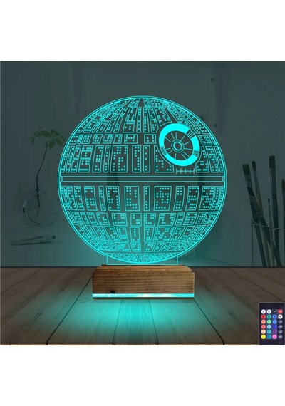 Luvivia Death Star Ölüm Yıldızı 3d Lamba - Masa Gece Lambası Şeffaf