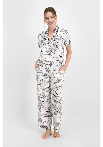 Pierre Cardin Leopard Krem Kadın Gömlek Pijama 5274-26703
