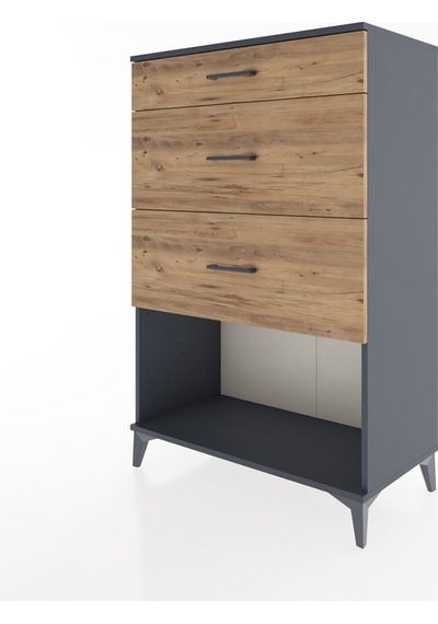 Hyperion Dolap 3 Çekmeceli 88x44x134 Antrasit-çam Antrasit