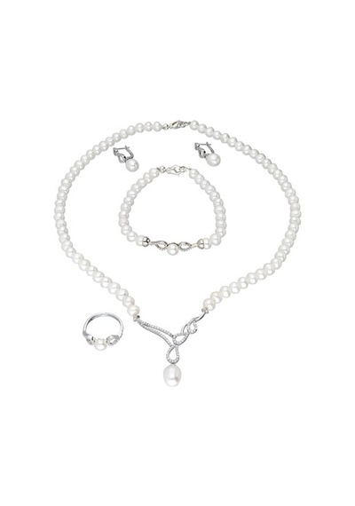 Chavin Inci Gümüş Kolye Küpe Bileklik Yüzük Takım Set Ds42