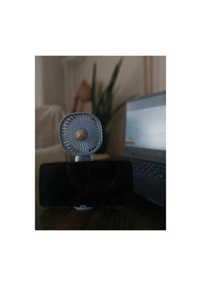 Şarjlı Mini El Ve Masaüstü Vantilatör Telefon Standlı, Usb Şarjlı, Taşınabilir, Sessiz Fan Mavi