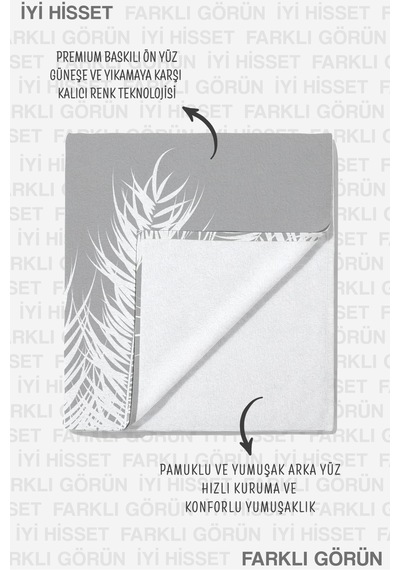 Palmiye Yapraklı Tropikal Plaj Havlusu - Gri Beyaz Modern Bohem Hızlı Kuruyan Mikrofiber Havlu Örtü Bulut Tozu