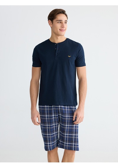 Lc Waikiki Lc Waıkıkı Lacivert Standart Kalıp Erkek Şortlu Pijama Takımı