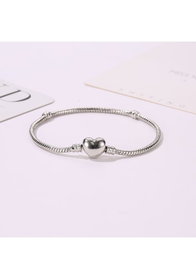 Chavin Gümüş Kaplama 19 cm. Charm Kalp Bileklik eh01by-19 Gri