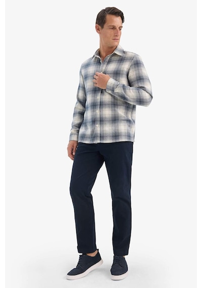 Defacto Regular Fit Polo Yaka Kareli Flanel Uzun Kollu Gömlek E8184ax25wnnv125 Lacivert-nv125