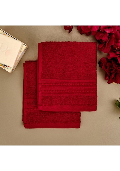 Soft Lapa 2'li Havlu Seti - Bordo - 30x30 Cm Renkli