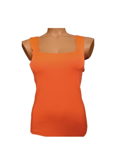 Pazarız Turuncu Kare Yaka Atlet Triko Bluz Crop S / M / L Beden Uyumlu Turuncu
