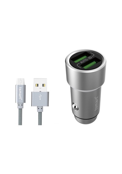 Tsmart Micro Usb Şarj Kablolu 2 Usb Metal Araç Şarj Seti 3.6A
