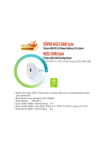 25w Süper Hızlı Type c Şarj Aleti Samsung Uyumlu Ep t2510n Türkiye Garantili