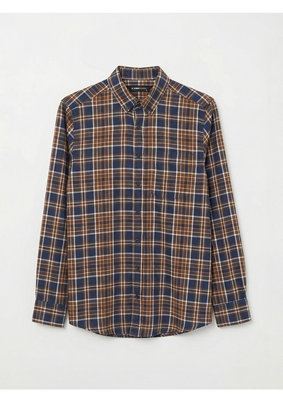 Lcwaıkıkı Classic Kahverengi Regular Fit Ekose Desenli Gabardin Erkek Gömlek