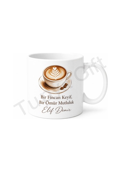 Latte Kupa Bardak Kişiye Özel Baskılı Hediye Porselen Kahve Kupası Beyaz / Çok Renkli