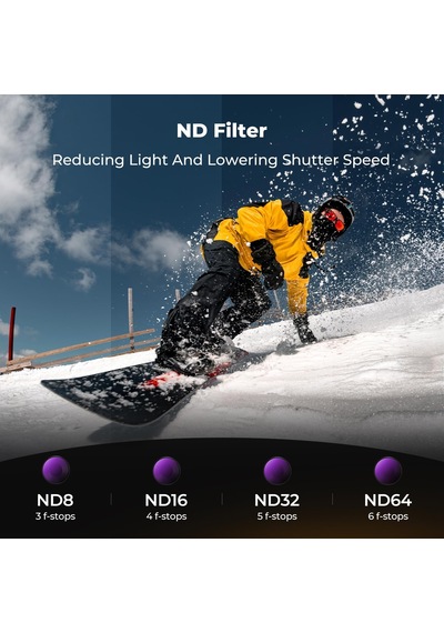 K&f Concept 6'lı Hd Filtre Kiti Djı Osmo Action 6, Cpl Nd8 Nd16 Nd32 Nd64 Siyah Difüzyon 1/4 İle Uyumlu - Çok Katmanlı Hd Nano Cam Işık Azaltma Polari