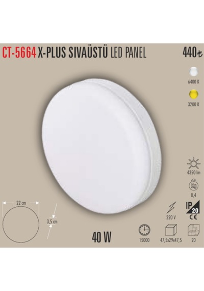Ct-5664x-plus Sıvaüstü Led Panel Ayarlanabilir Spot 5adet - 40 W Gün Işığı
