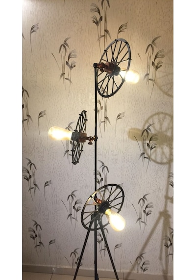 Mylights Retro Ruystik Üçlü Üç Ayak Rustik Lambader Köeş Lambas