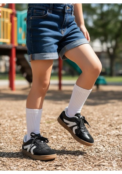 Fort Cool Berry Anatomik Rahat Cırtlı Sneaker Kız Çocuk Ayakkabı Siyah - Beyaz