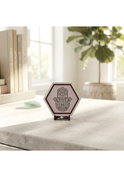 Modern Ve Butik Hamsa Masaüstü Objesi, Çalışma Alanınıza Özgünlük Katan Şık Ve Estetik Bir Tasarım Parçası 10x10 Cm, Yavru Ağzı