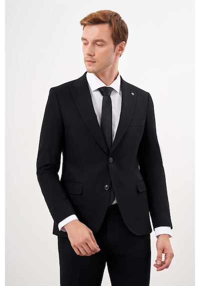 Morven Siyah Basic Düz Slim Fit 3lü Takım Elbise Slim Fit Gömlek Düz Kravat 99mc001031001 Siyah