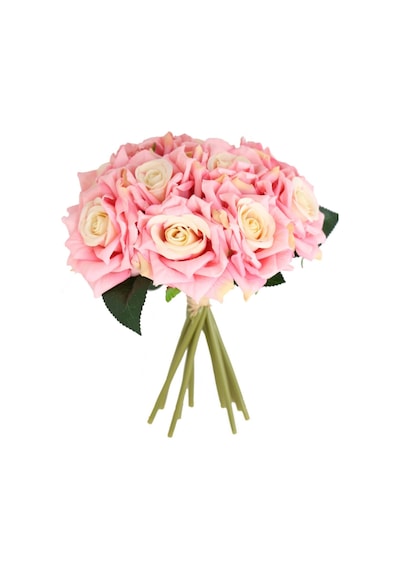 Yapay Çiçek Deposu 10lu Lüx Gul Demeti 25 Cm Pembe-krem