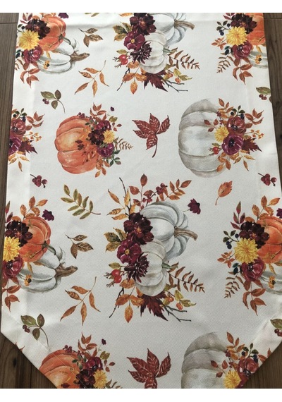 Çiçekli Balkabağı Desenli Runner Çok Renkli