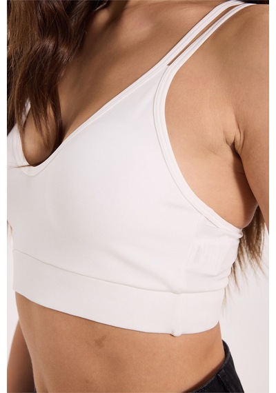 Tudors Kadın Slim Fit Dar Kesim Çapraz Bağlamalı Askılı V Yaka Ekru Crop -51181