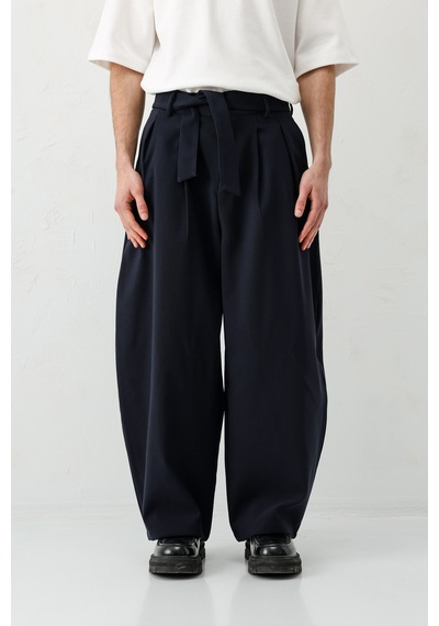 Vamos Barrel Fit Tailored Fit Kemerli Pantolon Lacivert