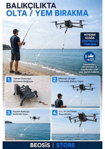 Djı Air 3 / Air 3s Çift Kancalı Drone Yük Bırakma Aparatı Paket, Olta Ve Balık Yemi Bırakma