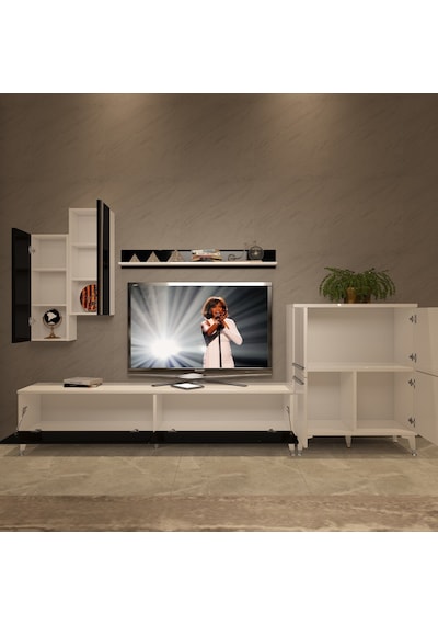Decoraktiv Eko 6 Mdf Std Silver Tv Ünitesi Tv Sehpası Beyaz - Siyah