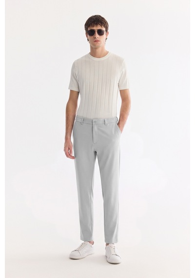 Avva Erkek Gri Beli Lastikli Teknik Kumaş Comfort Slim Fit Pantolon A61y3209