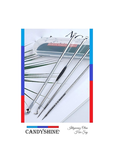 Candyshine Paslanmaz Çelik Sivilce Akne ve Siyah Nokta Temizleme Komedon Seti 4'lü